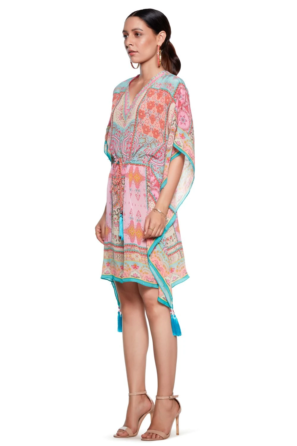 Siddhartha Bansal Pink & Blue Printed Kaftan 5 Siddhartha Bansal Pink & Blue Printed Kaftan - Image 3