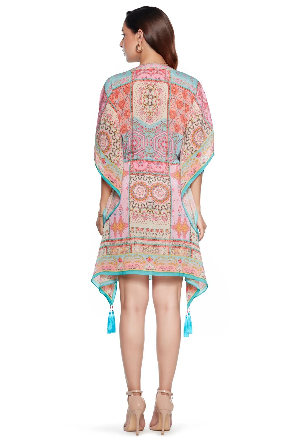 Siddhartha Bansal Pink & Blue Printed Kaftan 6 Siddhartha Bansal Pink & Blue Printed Kaftan - Image 4