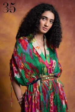 Saaksha & Kinni Green Floral Printed & Embroidered Kaftan -Divine Couture sk 229sk37 4