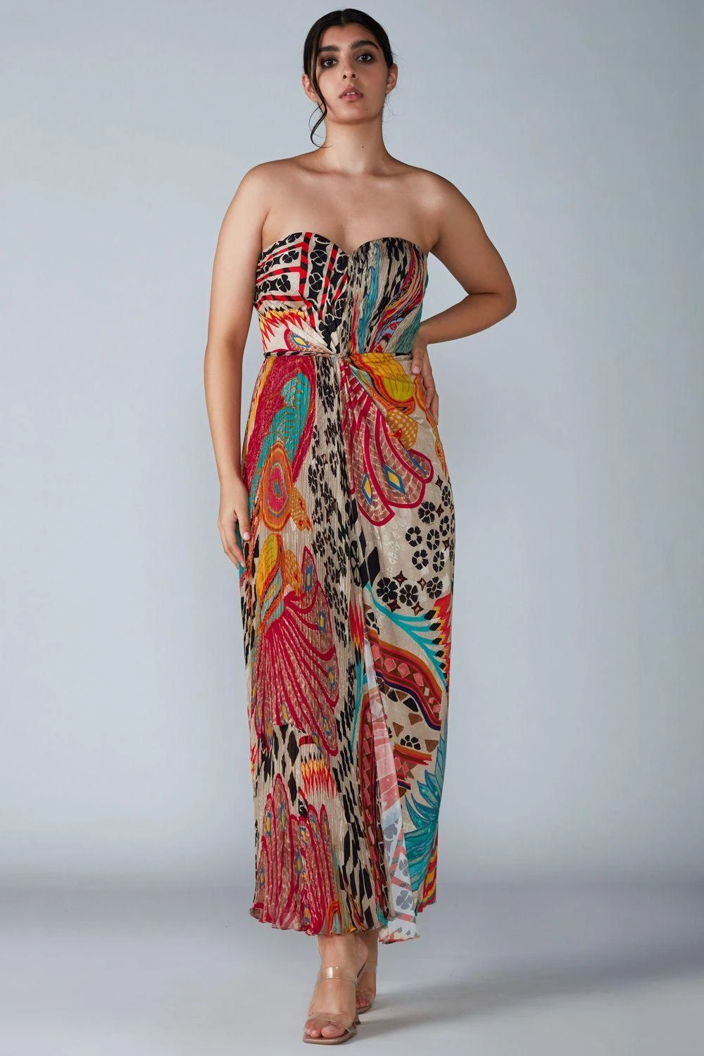 Saaksha & Kinni Multicoloured Micro Pleated Maxi Dress 3 Saaksha & Kinni Multicoloured Micro Pleated Maxi Dress