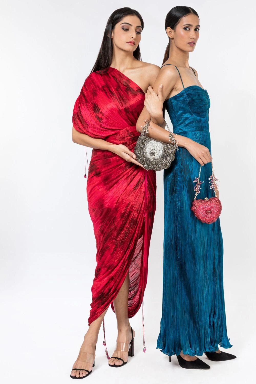 Saaksha & Kinni Red Printed Pleated Sari Dress 3 Saaksha & Kinni Red Printed Pleated Sari Dress