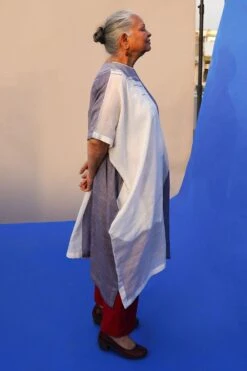 Ivory & Blue Handwoven Kaftan -Divine Couture sks2109bl 2