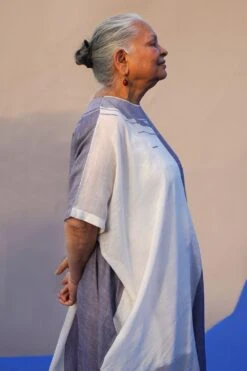 Ivory & Blue Handwoven Kaftan -Divine Couture sks2109bl 3