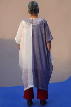 Ivory & Blue Handwoven Kaftan -Divine Couture sks2109bl 4