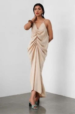 431-88 By Shweta Kapur Beige Satin Slip Dress