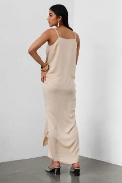 431-88 By Shweta Kapur Beige Satin Slip Dress -Divine Couture slipdr3 4