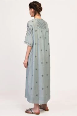 Ikai Sky Blue Yoke Gathered Dress 7 Ikai Sky Blue Yoke Gathered Dress -Divine Couture tmk 1926 b 3