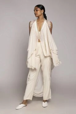 Varun Bahl Ivory Cape Set