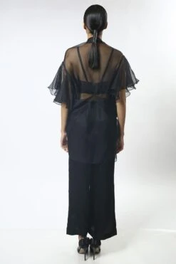 Varun Bahl Black Embroidered Cape Set With Ruffled Sleeves -Divine Couture vb dc 20 tb c 15 5