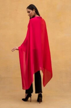 Amit Aggarwal Fuschia Ombre Panelled Cape With Belt -Divine Couture z 1